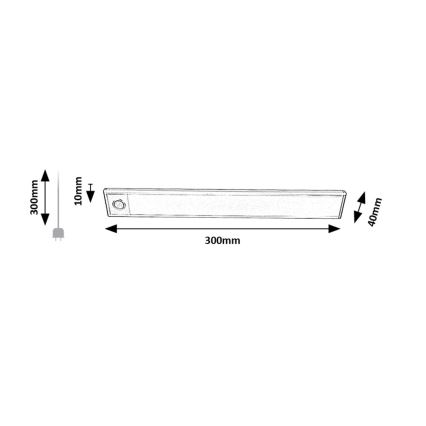 Rabalux - LED Mobile sotto la cucina ricaricabile chiaro con sensore LED/2W/3,7V 1100mAh 4000K