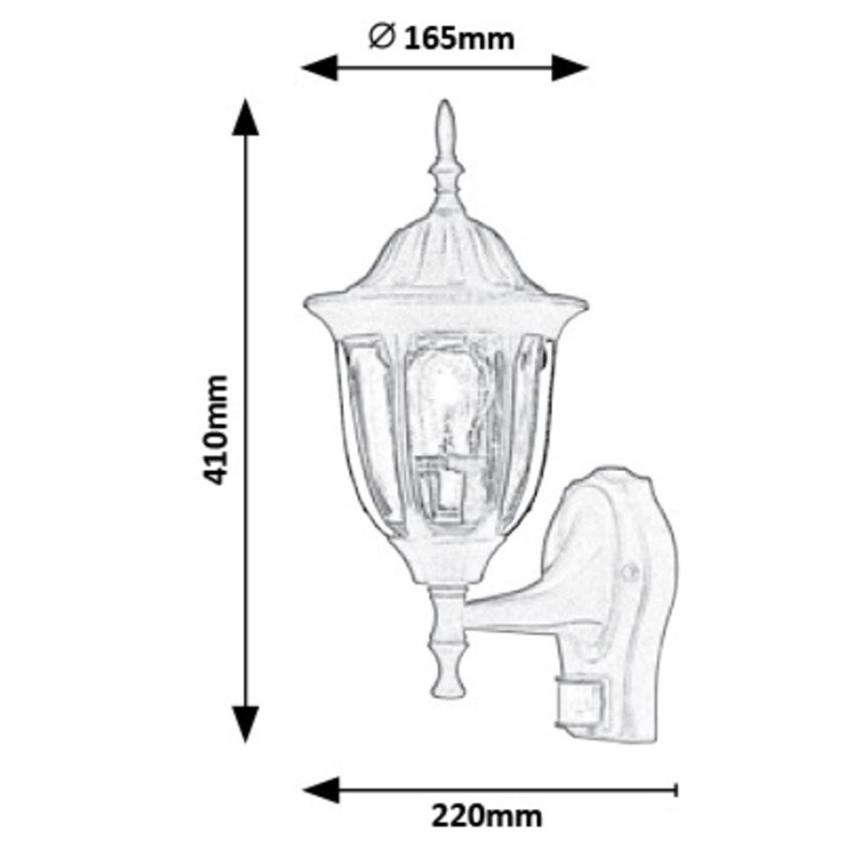Rabalux - Applique da esterno con sensore 1xE27/60W/230V IP43 nera
