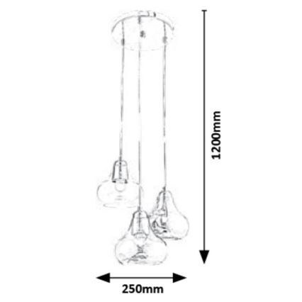 Rabalux - Lampadario a sospensione con filo 3xE27/60W/230V