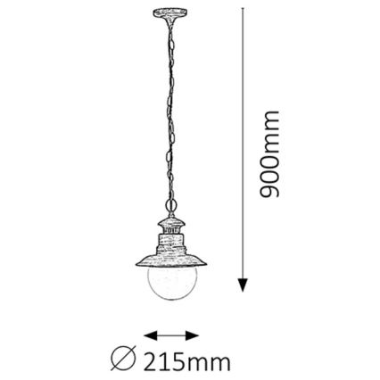 Rabalux - Lampada a sospensione da esterno 1xE27/60W