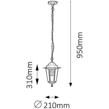 Rabalux - Lampadario da esterno 1xE27/60W/230V