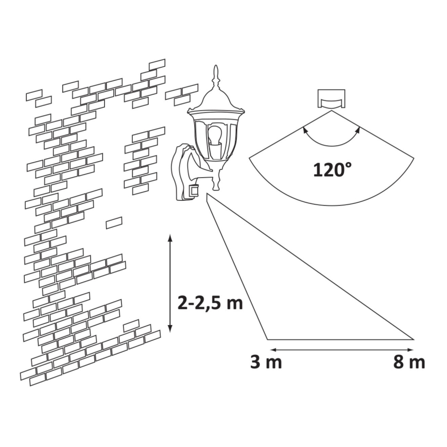 Rabalux - Applique da esterno con sensore 1xE27/60W/230V IP43 oro/patina/nero