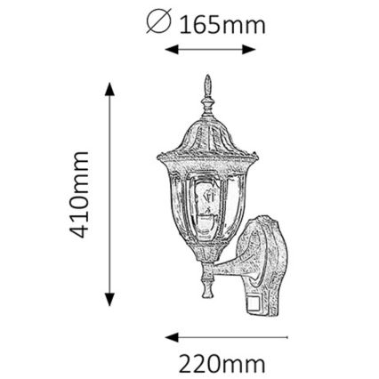Rabalux - Applique da esterno con sensore 1xE27/60W/230V IP43 oro/patina/nero