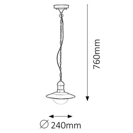 Rabalux - Lampada a sospensione da esterno 1xE27/60W nera IP44