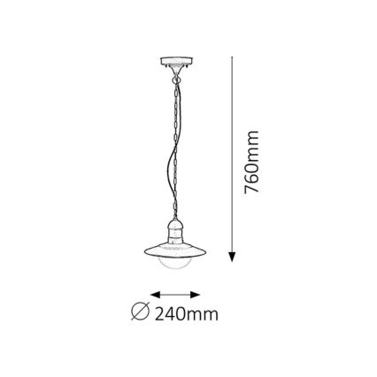 Rabalux - Lampada a sospensione da esterno 1xE27/60W nera IP44