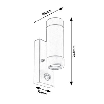 Rabalux - Applique da esterno con sensore 2xGU10/10W/230V IP44 nero