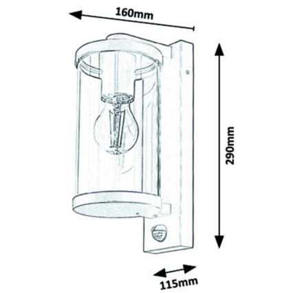 Rabalux - Applique da esterno con sensore 1xE27/60W/230V IP44