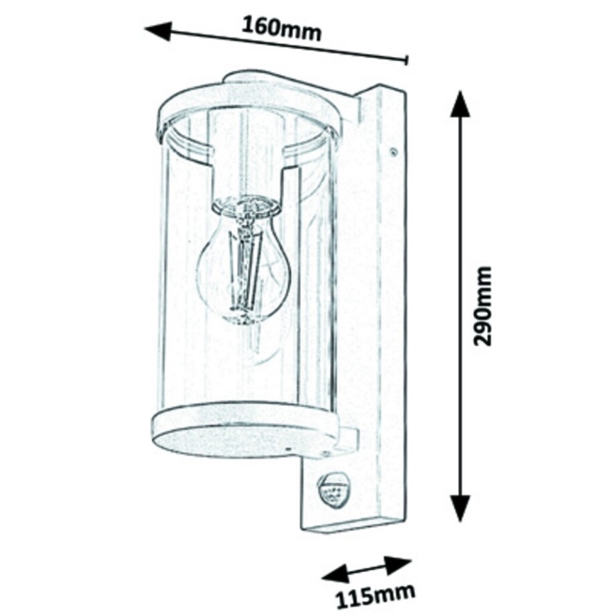 Rabalux - Applique da esterno con sensore 1xE27/60W/230V IP44
