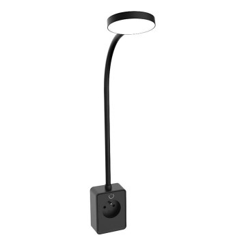 Rabalux - Lampada da parete dimmerabile LED/4W/230V con porta USB e spina, nera
