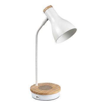Rabalux - Lampada da tavolo dimmerabile con touch e ricarica wireless 1xE14/25W/230V noce di caucciù