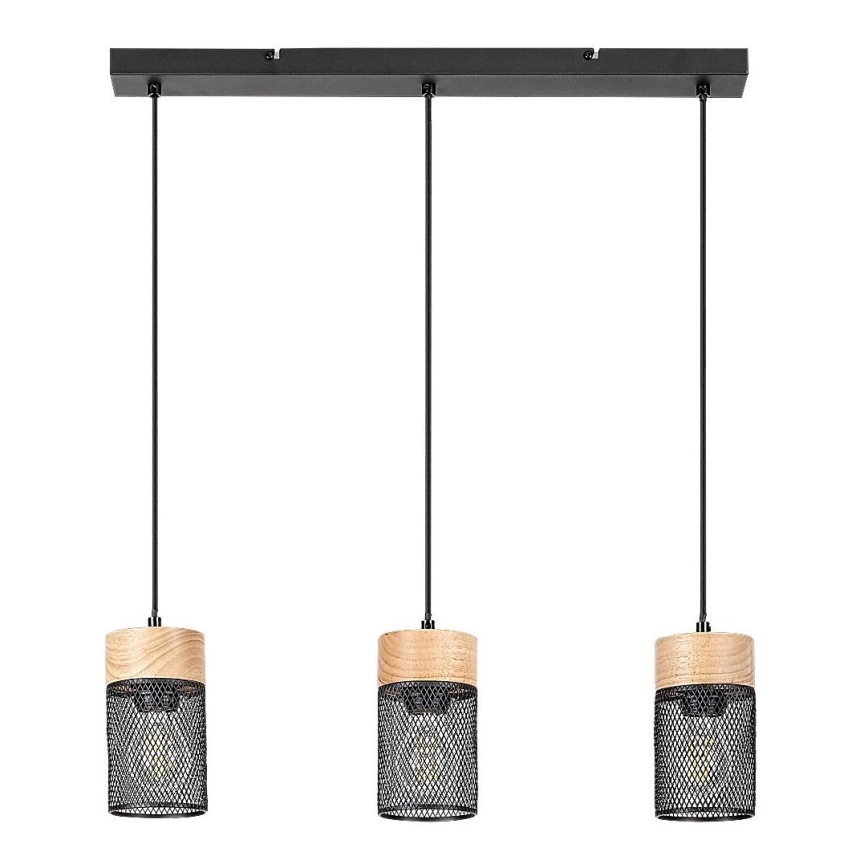 Rabalux - Lampadario a sospensione con filo 3xE27/25W/230V faggio