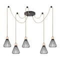 Rabalux - Lampadario a sospensione con filo 5xE27/40W/230V ragno nero/faggio