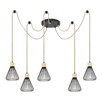 Rabalux - Lampadario a sospensione con filo 5xE27/40W/230V ragno nero/faggio
