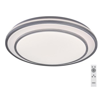 Rabalux - Plafoniera LED dimmerabile, 40 W, 230 V, 3000–6500 K, finitura argento, Ø 49 cm, con telecomando