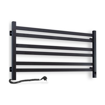 Radiatore scaldasalviette a scala per bagno AVANGARD con termostato, 316 W / 230 V, 50,6 cm, IP44, nero, sinistro, profilo quadrato