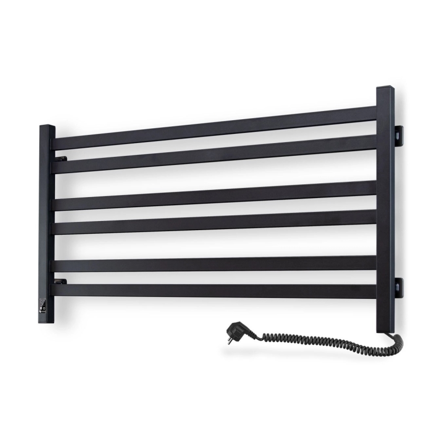 Radiatore scaldasalviette da bagno AVANGARD Square con termostato, 316 W / 230 V, 50,6 cm, IP44, nero, lato destro