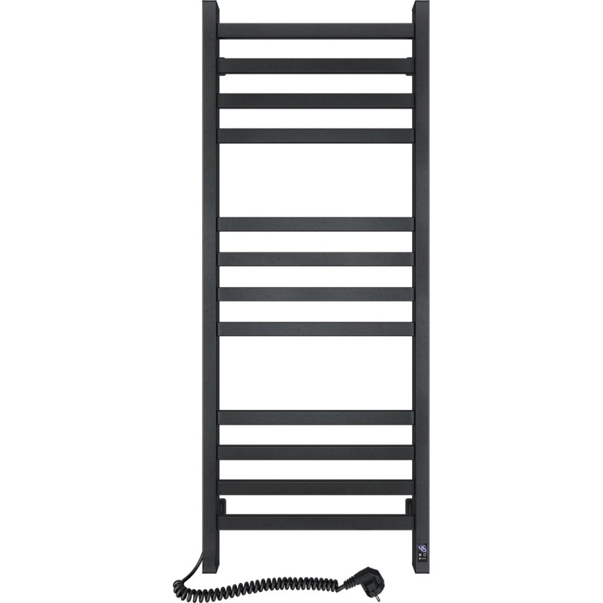Radiatore scaldasalviette da bagno con termostato AVANGARD 459W/230V 120,6 cm IP44 nero profilo quadrato sinistro