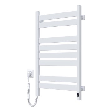 Radiatore scaldasalviette LARGO con termostato, 432 W/230 V, 80,6 cm, IP44, bianco, sinistro, profilo quadrato