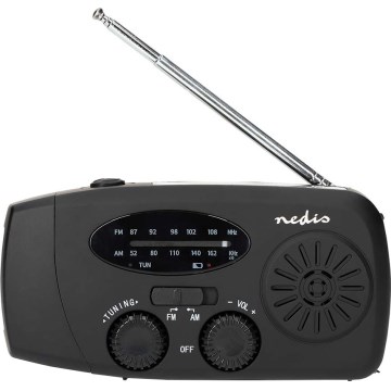 Radio AM/FM a manovella con pannello solare e torcia LED 2000 mAh