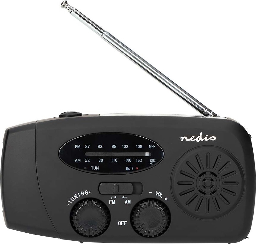 Radio AM/FM a manovella con pannello solare e torcia LED 2000 mAh