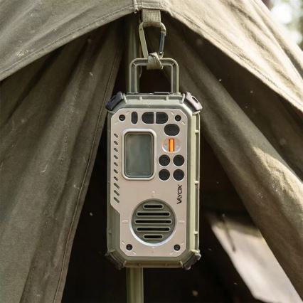 Radio da campeggio con manovella, pannello solare e torcia a LED con funzione powerbank 5V/3xAAA/2000 mAh IPX4 verde
