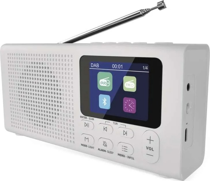 Radio DAB DAB+ FM 3W/5V/4xAA bianco