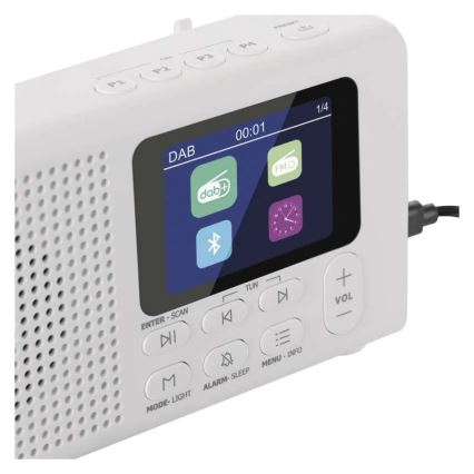 Radio DAB DAB+ FM 3W/5V/4xAA bianco
