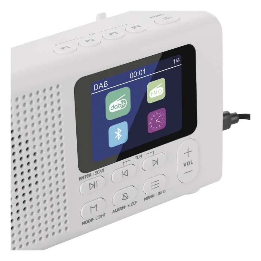 Radio DAB DAB+ FM 3W/5V/4xAA bianco