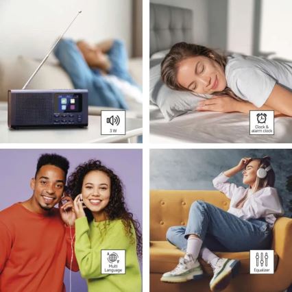 Radio DAB DAB+ FM 3W/5V/4xAA nero