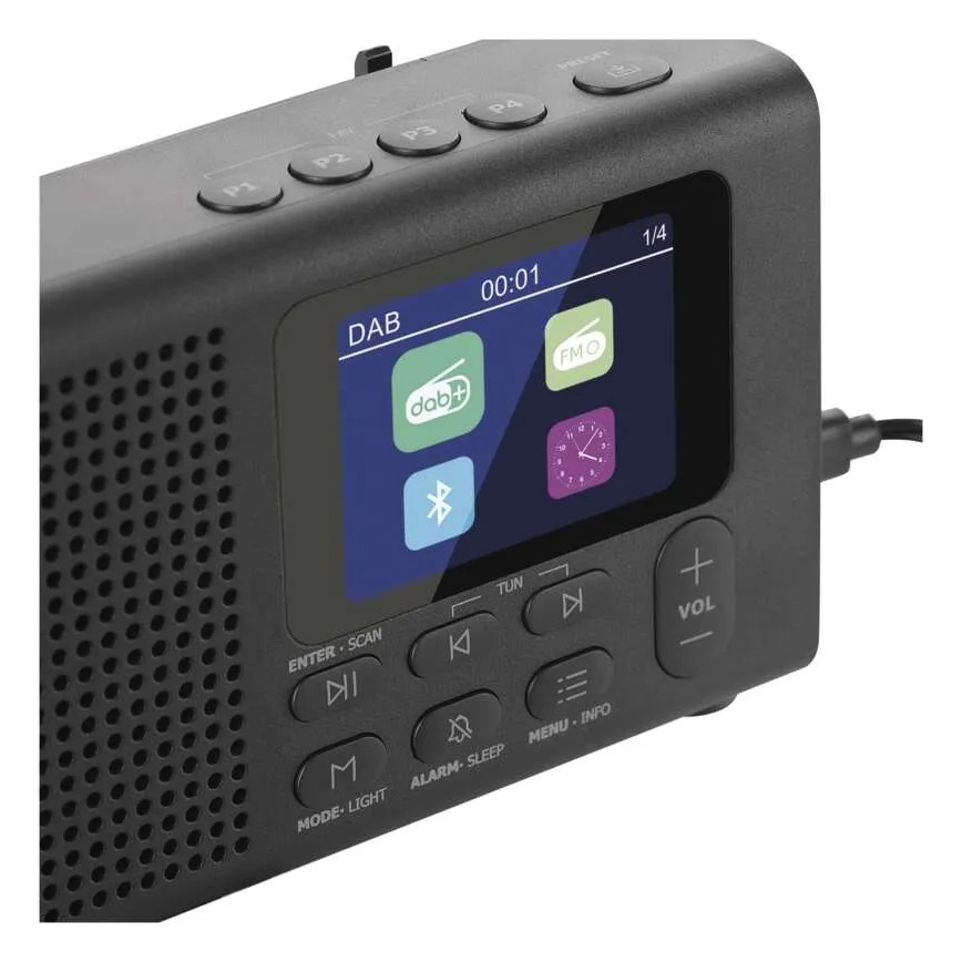 Radio DAB DAB+ FM 3W/5V/4xAA nero