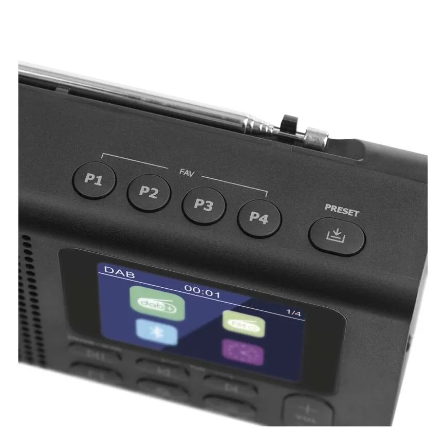 Radio DAB DAB+ FM 3W/5V/4xAA nero