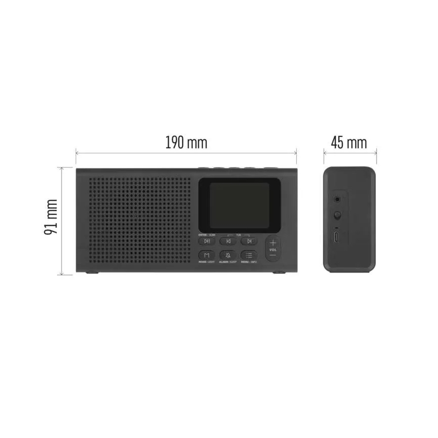 Radio DAB DAB+ FM 3W/5V/4xAA nero