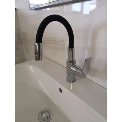 RAV Slezák CO119.0/15 - Miscelatore per lavello con collo flessibile COLORADO 25 cm nero/cromo lucido