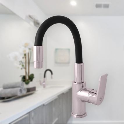 RAV Slezák CO119.0/15 - Miscelatore per lavello con collo flessibile COLORADO 25 cm nero/cromo lucido