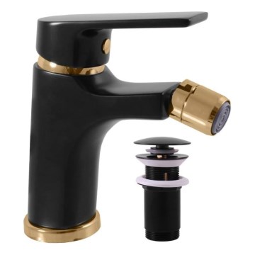 RAV Slezák CO145.0KCMATZ - Miscelatore monocomando per bidet + piletta COLORADO 14,3 cm nero/oro