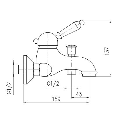 RAV Slezák L554.5CMAT - Miscelatore per vasca LABE RETRO 13,7 cm nero opaco