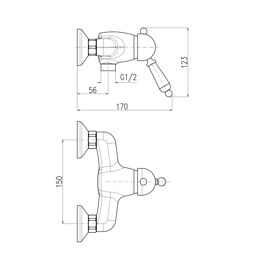 RAV Slezák L581.5CMAT - Miscelatore doccia LABE RETRO 12,3 cm nero opaco