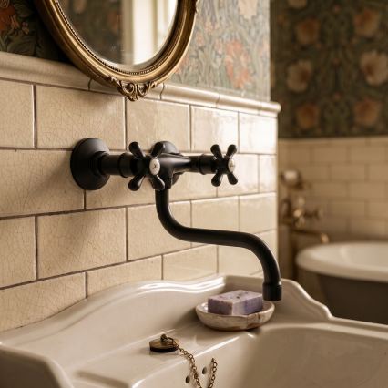 RAV Slezák MK101.5/21CMAT - Miscelatore per lavello/lavabo MORAVA RETRO nero opaco