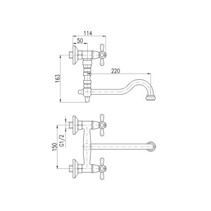 RAV Slezák MK101.5/29SM - Miscelatore per lavello/lavabo MORAVA RETRO 16,3 cm ottone antico