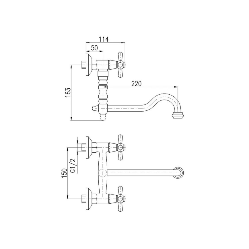 RAV Slezák MK101.5/29SM - Miscelatore per lavello/lavabo MORAVA RETRO 16,3 cm ottone antico