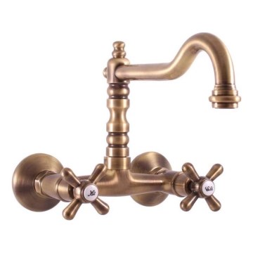 RAV Slezák MK102.5/28SM - Miscelatore per lavabo e lavello MORAVA RETRO 16,8 cm, ottone antico