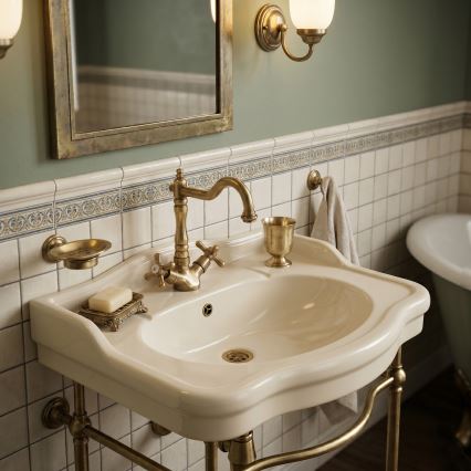 RAV Slezák MK121.0/8SM - Miscelatore per lavello/lavabo con scarico MORAVA RETRO 22,4 cm in ottone antico