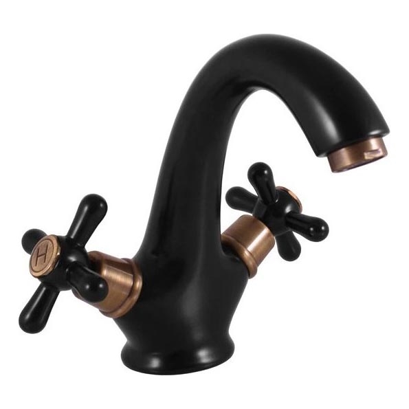 RAV Slezák MK128.0CMATSM - Miscelatore per lavabo MORAVA RETRO 16 cm nero/ottone