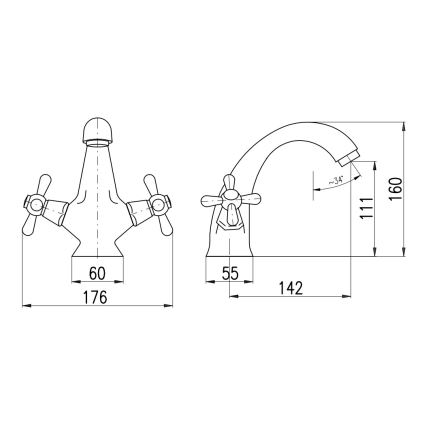 RAV Slezák MK128.0SM - Miscelatore per lavabo MORAVA RETRO 16 cm in ottone antico