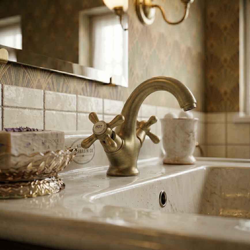 RAV Slezák MK128.0SM - Miscelatore per lavabo MORAVA RETRO 16 cm in ottone antico