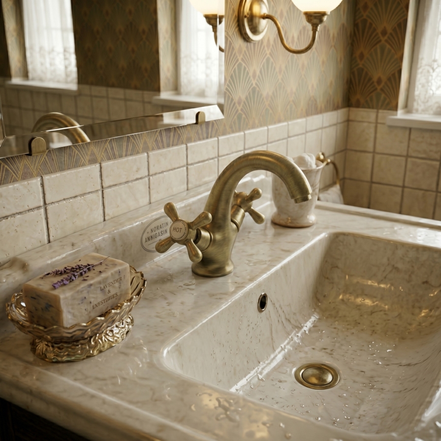 RAV Slezák MK128.0SM - Miscelatore per lavabo MORAVA RETRO 16 cm in ottone antico
