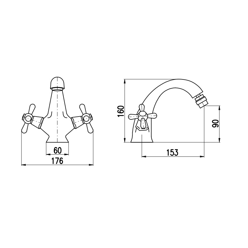 RAV Slezák MK143.0SM - Miscelatore monocomando per bidet + scarico MORAVA RETRO 16 cm in ottone antico