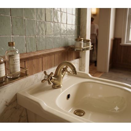 RAV Slezák MK143.0SM - Miscelatore monocomando per bidet + scarico MORAVA RETRO 16 cm in ottone antico