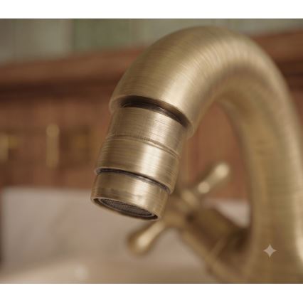RAV Slezák MK143.0SM - Miscelatore monocomando per bidet + scarico MORAVA RETRO 16 cm in ottone antico