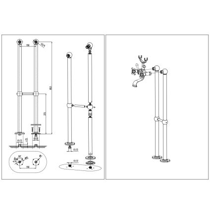 RAV Slezák MK150.5/2CMATSM - Set vasca con miscelatore MORAVA RETRO nero/ottone